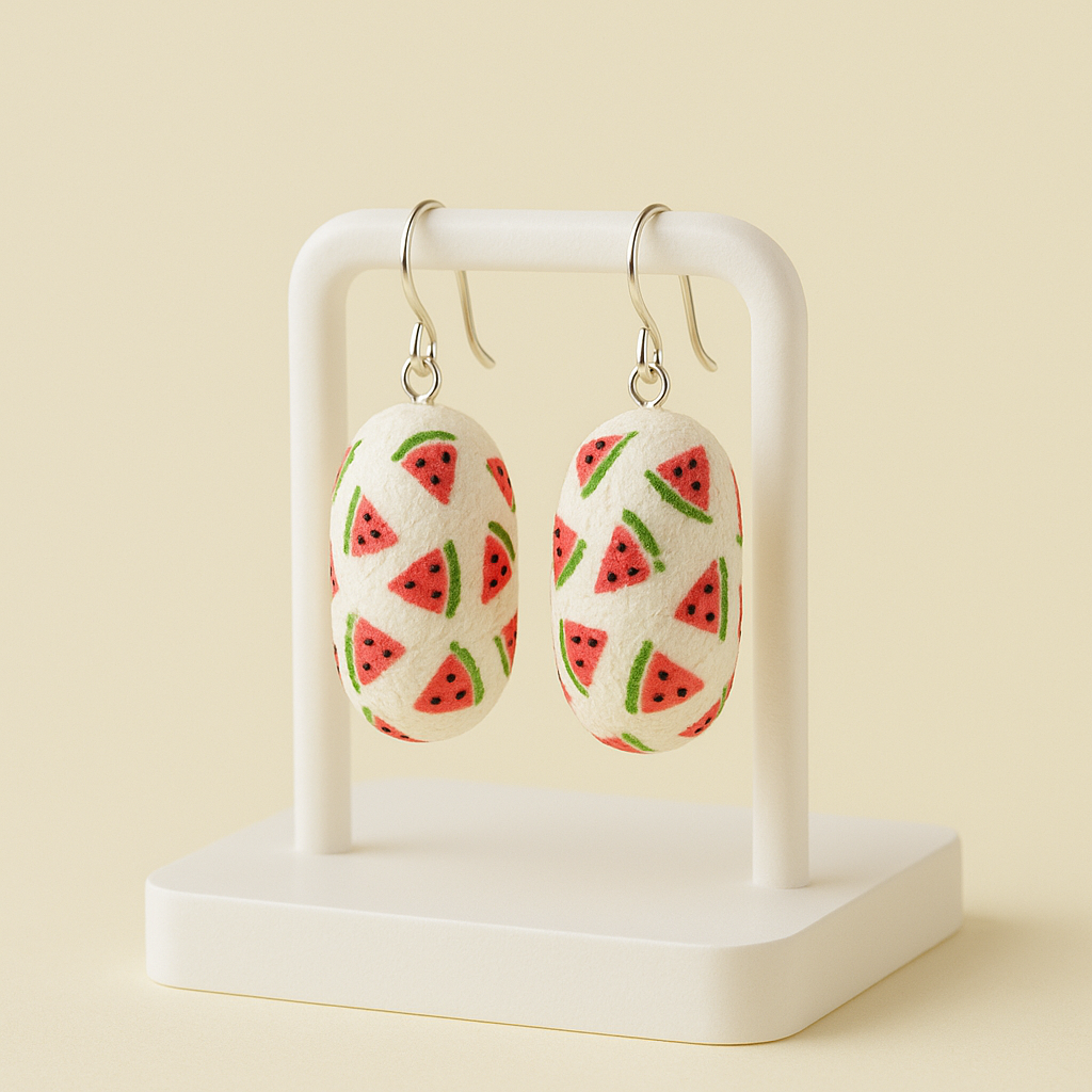 Hand-Painted Silk Cocoon Earrings
