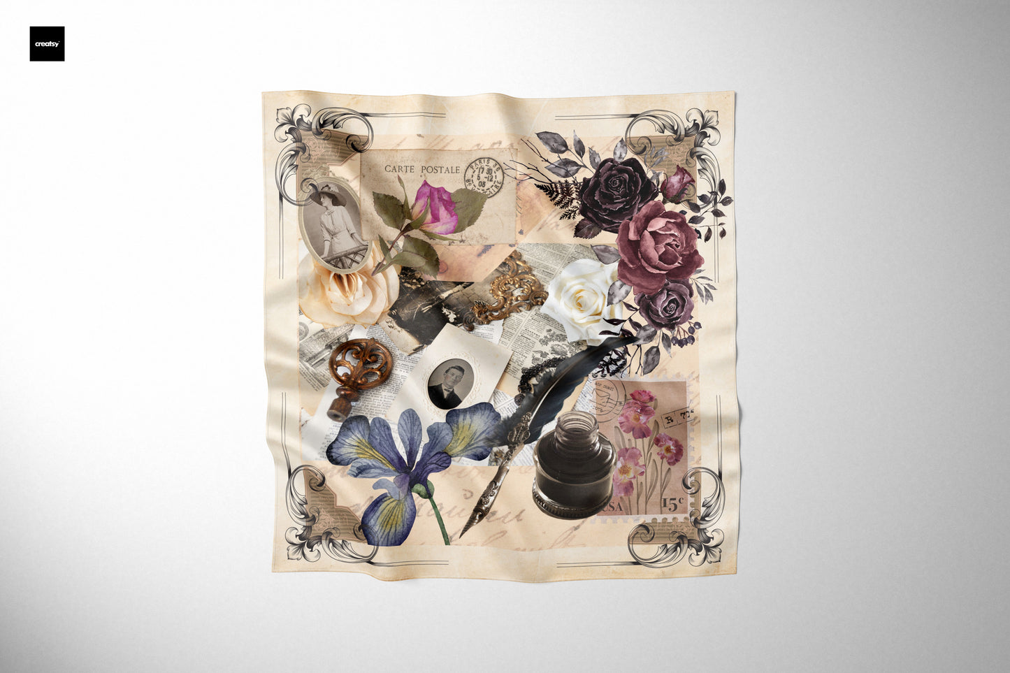 Silk scarf "Postcard Memories"