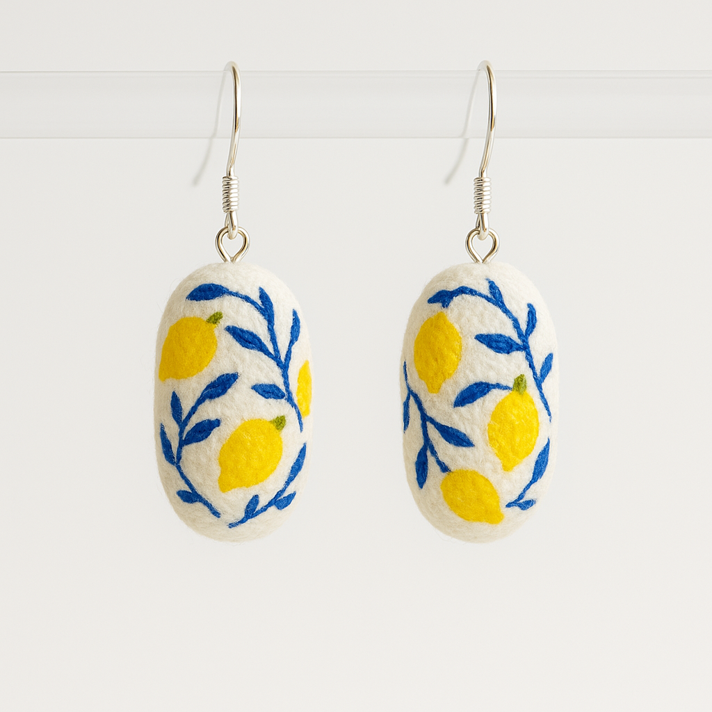 Hand-Painted Silk Cocoon Earrings
