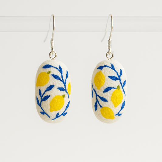 Hand-Painted Silk Cocoon Earrings